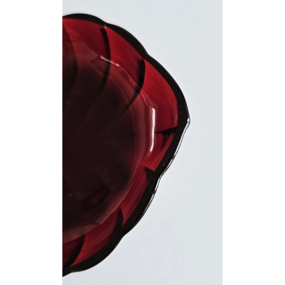 1940's Anchor Hocking Royal Ruby Red Grape Leaf Ashtray Model Vintage